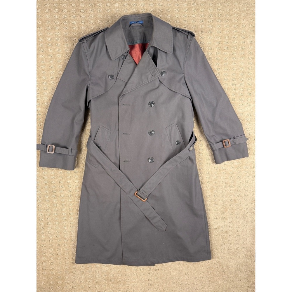 Woman's Town Craft Taupe Trench Coat Button Front with Tie SZ 38 Short #1196